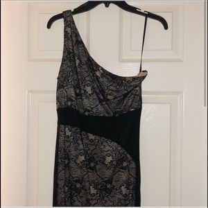 Laundry Black Lace One Shoulder Evening Gown